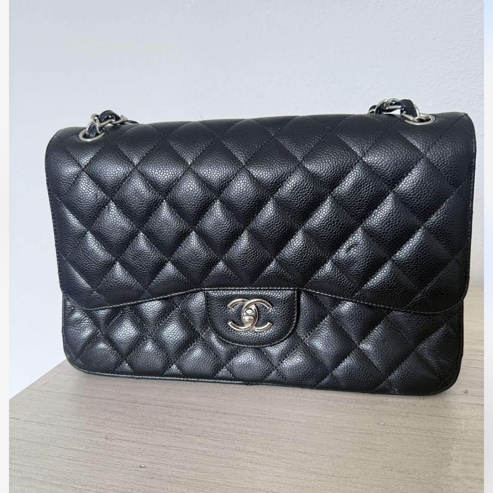 Jumbo Chanel Classic Black Quilted Shoulder Bag